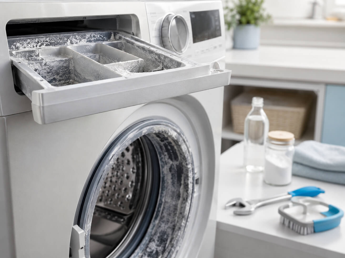 Washing machine affected by hard water limescale